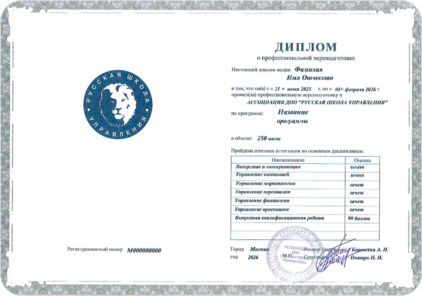 Диплом о профессиональной переподготовке