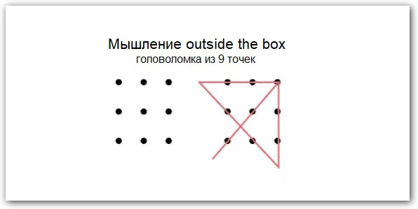 Как 4 прямыми линиями не отрывая руки соединить 9 точек?